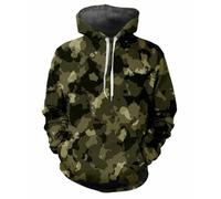 HAN MAN XIU Jungle Camouflage 3D Printed Hooded Sweatshirt - Men's & Women's Loose-Fit Casual Outdoor Sports Long-Sleeved Hoodie