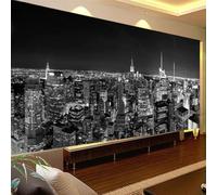 HAN MAN XIU Mural 3D Wallpaper Black and White Architectural Night Scene New York City Interior Background Wall Art Sticker Bedroom Living Room Silk Cloth Wall Painting