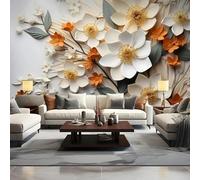 HAN MAN XIU Mural Wallpaper Three-Dimensional Floral Relief 3D wall Painting Living Room Sofa Bedroom Background Home Decoration Mural Art