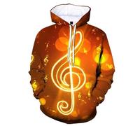 HAN MAN XIU Playful musical note pattern 3D-printed hooded sweatshirts for men and women, suitable for all seasons