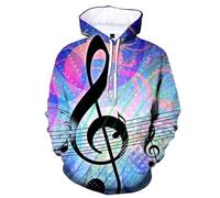 HAN MAN XIU Playful Musical Note Pattern 3D Printed Hoodie for Men and Women - Four-Season Long-Sleeved Sweatshirt