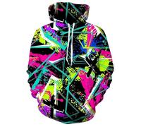 HAN MAN XIU Playful Tie-Dye Pattern 3D Printed Hoodie Men's Women's Casual Oversized Sweatshirt