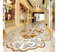 HAN MAN XIU Self-Adhesive 3D Floor Tile Sticker, Marble Gold Rose Bedroom Bathroom Art Decorative Mural