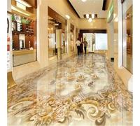HAN MAN XIU Self-Adhesive 3D Floor Tile Sticker, Retro Rose Marble Bedroom Bathroom Art Decoration Mural