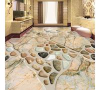 HAN MAN XIU Self-Adhesive 3D Mural Sticker for Floor Tiles, Featuring Three-Dimensional Pebbles and Marble, Perfect for Bedroom and Bathroom Art Decoration