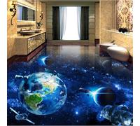 HAN MAN XIU Self-Adhesive Mural 3D Floor Tile Sticker, Universe, Galaxy, Earth, Bedroom, Bathroom Art Decoration Mural