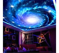 HAN MAN XIU Self Adhesive PVC Ceiling 3D Wallpaper Blue Galaxy Starry Sky Mural Living Room Bedroom Suspended Ceiling Decorative Wall Covering