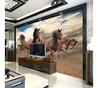 HAN MAN XIU Self Adhesive PVC Mural 3D Living Room Wallpaper Desert Horse Herd Animal wall Covering Bedroom wall Art Decoration