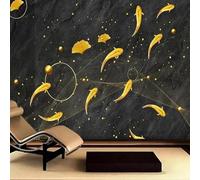HAN MAN XIU Self Adhesive PVC Mural 3D Living Room Wallpaper Goldfish Marble Gold Leaf wall Covering Bedroom wall Art Decoration