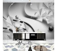HAN MAN XIU Self Adhesive PVC Mural 3D Living Room Wallpaper Three-Dimensional Geometric Texture Gray wall Covering Bedroom wall Art Decoration