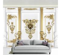 HAN MAN XIU Self Adhesive PVC Mural 3D Wallpaper European Style Embossed Gold Embossed Interior Background Wall Art Sticker Bedroom Living Room Wall Painting