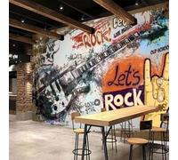 HAN MAN XIU Self Adhesive PVC Mural 3D Wallpaper Graffiti Guitar Music bar ktv wall Painting Living Room Bedroom Home Decoration wall Covering