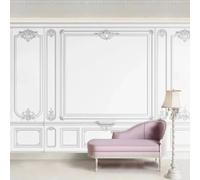 HAN MAN XIU Self Adhesive PVC Mural 3D Wallpaper Minimalist European Style Plaster Line Interior Background Wall Art Sticker Bedroom Living Room Wall Painting