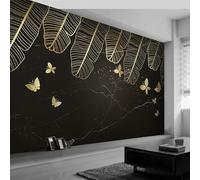 HAN MAN XIU Self Adhesive PVC Mural Wallpaper Black Marble Butterfly 3D wall Painting Living Room Sofa Bedroom Background Home Decor Art