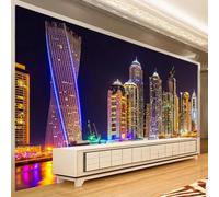 HAN MAN XIU Self Adhesive PVC Mural Wallpaper City Architecture Night Scene 3D wall Painting Living Room Sofa Bedroom Background Home Decoration Art