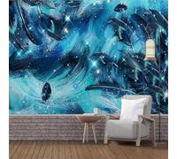 HAN MAN XIU Self Adhesive PVC Mural Wallpaper Starry Sky Blue Feather 3D wall Painting Living Room Sofa Bedroom Background Home décor Art