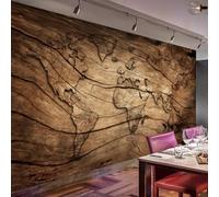 HAN MAN XIU Self Adhesive PVC Murals 3D Wallpaper Vintage Wood Grain World Map Interior Background Wall Art Stickers Bedroom Living Room Wall Paintings