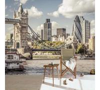 HAN MAN XIU Self Adhesive PVC Murals 3D Wallpapers Vintage Bridges City Scenes Indoor Background Wall Art Stickers Bedroom Living Room Wall Paintings