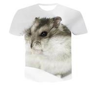 HAN MAN XIU Summer cute hamster animal pattern 3D printed T-shirt men women casual loose Round neck short-sleeved tops