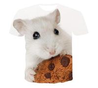HAN MAN XIU Summer cute hamster animal pattern 3D printed T-shirt men women casual loose round neck short sleeve top