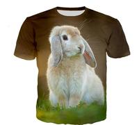 HAN MAN XIU Summer cute hamster animal pattern 3D printed T-shirt men women casual loose round neck short sleeve top