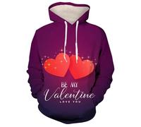 HAN MAN XIU Sweet Couple's Style Heart Pattern 3D Printed Sweatshirt Loose-Fitting Comfortable Sports Casual Trendy Hoodie