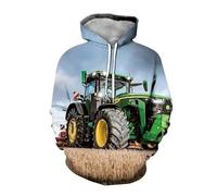 HAN MAN XIU Tractor Series 3D Printed Hooded Sweatshirts for Men and Women, Loose-Fitting Streetwear Hip-Hop Casual Comfortable Sweatshirts
