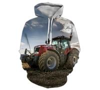 HAN MAN XIU Tractor Series 3D-Printed Hooded Sweatshirts for Men and Women - Relaxed Streetwear Hip-Hop Casual Comfortable Sweatshirts