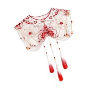 Han Outfit Collar Shoulder Embroidery Flower Tassels Collal For Horse Face Skirt Cultural Event Costume Accessories Cultural Photography Props