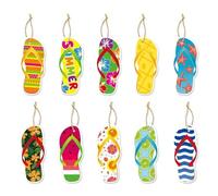 HAN SHENG 40 Pcs Flip Flop Summer Hanging Ornaments Hanging Tree Hanging Ornament Hawaiian Beach Pendant Decorations with String for Party Supplies