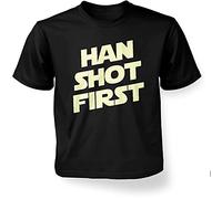 Han Shot First (glow In The Dark) Kids' T-shirt - Black 9-11 Years