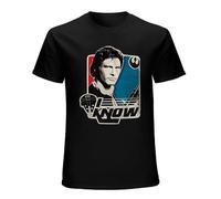 Han Solo I Know Princess Leia Millennium Falcon Men Cotton T-Shirt Short Sleeve Black Clothes Tees L