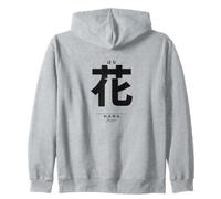 Hana Flower Japanese Kanji Symbol Floral Minimalist Zip Hoodie