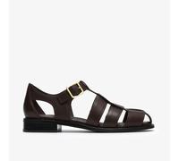 Hana Sun Leather Fisherman Sandals Dark Brown