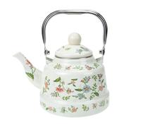 HANABASS 1.7 L Vintage Enamel Teapot with Floral Pattern, Stove Top Kettle Vintage Elegant Boiling Pot, Colorful Water Tea Kettle Flat Bottom Kettle with Porcelain Handle for Tea Coffee