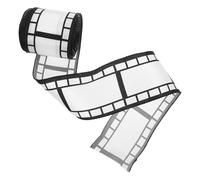 HANABASS 1 Roll Black and White Filmstrip Tape Ribbon with Wired Edges for Present Wrapping and Crafting, Vintage Polyester Ribbon for Movie Night Decorations and Wreath Making