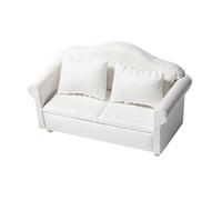 HANABASS 1 Set Miniature Dollhouse Sofa Set with Pillows White Furniture Model for DIY Mini House Decor Playroom Accessories Premium and Cloth Material