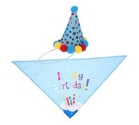 HANABASS 1 Set Pet Birthday Hat and Saliva Towel Set One Blue Dog Accessories for Birthday Parties Includes Dog Bib and Collar Decor for Celebrating Your Pet Special Day