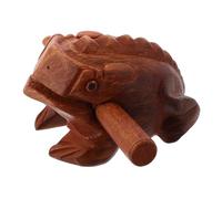 HANABASS 1 Set Wooden Frog Sound Maker Frog Style Guiro with Beater for Desk Decor Produces Melodious Sound Easy to Play Percussion Instrument for All Ages Solid Wood Construction