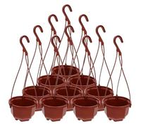 HANABASS 10 Sets Plastic Hanging Pots for Indoor Plants Sturdy Hanging Planters with Hooks for Indoor Garden Planting and Easy Plant Display