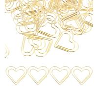 HANABASS 100pcs Heart-Shaped Paper Clips Metal Decorative Paper Clamp Cute Creative Golden Office Study Organizing Easy to Clamp Christmas Supplies