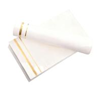 HANABASS 100pcs White Disposable Dinner Napkins with Gold Trim - Soft Paper Napkins for Weddings, Parties, Banquets, Bridal Showers, Christmas and Thanksgiving Table Use