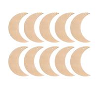 HANABASS 10pcs DIY Wooden Material Moon Shape Blank Wooden Chips Smooth Surface Natural Wood Craft for Birthday Parties and Office Decoration