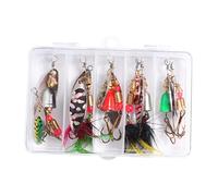 HANABASS 10pcs Hard Metal Rotating Blade Baits Kit with Tackle Box for Freshwater Use, Simulation Fish Lures in Assorted Colours Designed for Larger Species Fishing
