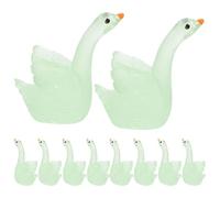 HANABASS 10Pcs Luminous Green Miniature Swan Figurines Resin Garden Ornaments Glow-In-The-Dark Tiny Swan Statues for Outdoor Patio Micro Landscape Decorations