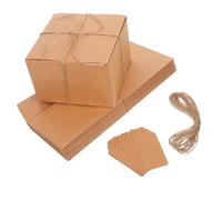 HANABASS 10pcs Square Kraft Paper Boxes with Natural Hemp Rope and Blank Tags Thick Cardboard Packaging for Business Presents DIY Crafting and Seasonal Events