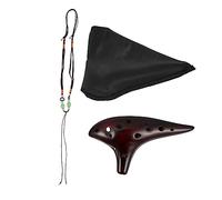 HANABASS 12 Holes Alto C Ocarina Portable Mini Ceramic Ocarina for Beginners Red Brown Music Instrument Carry Bag