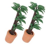 HANABASS 12 Miniature Dollhouse Potted Money Tree Plants Green Mini Dollhouse Garden Accessories