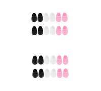 HANABASS 12 Pairs Mini Flat Doll Shoes for Stable Finger Shoes for Dolls Versatile for Home and School Play House Decor Black White Pink