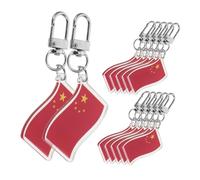 HANABASS 12pcs Chinese National Flag Keychains Acrylic Pendant Patriotic Bag Charms for National Day Celebrations Party Favors -ready Portable Souvenirs